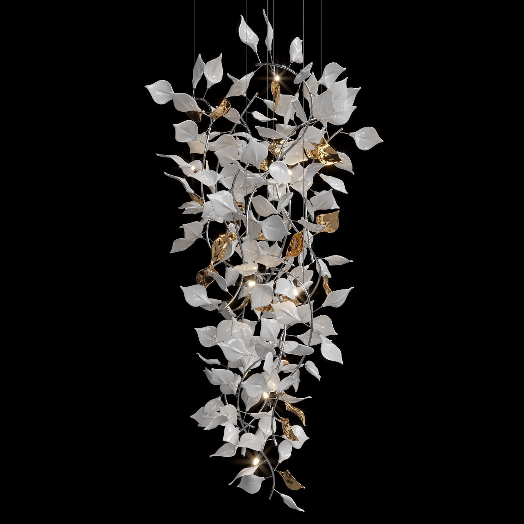 White Leaf Branch Chandelier