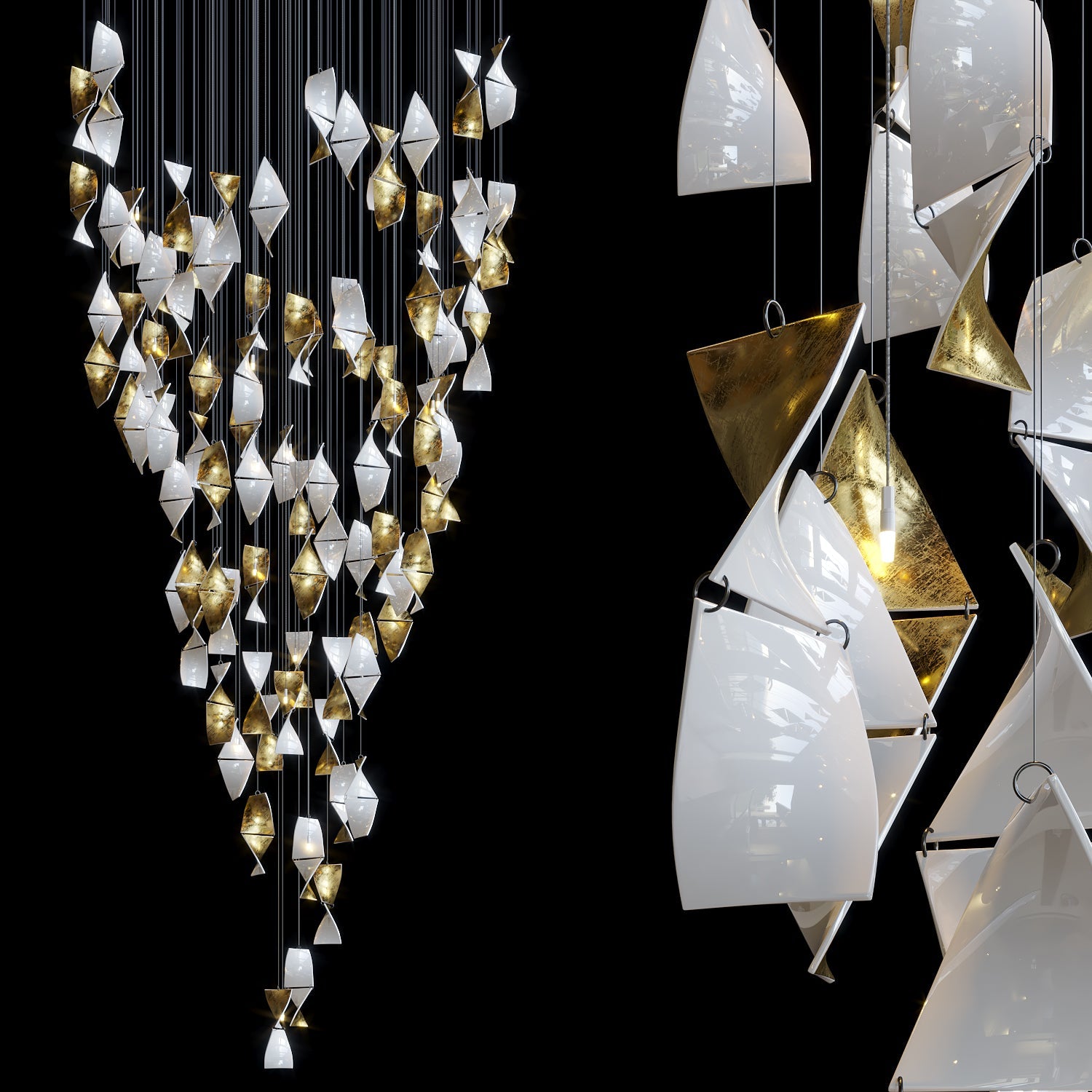 White Gold Diamond Cascade Chandelier