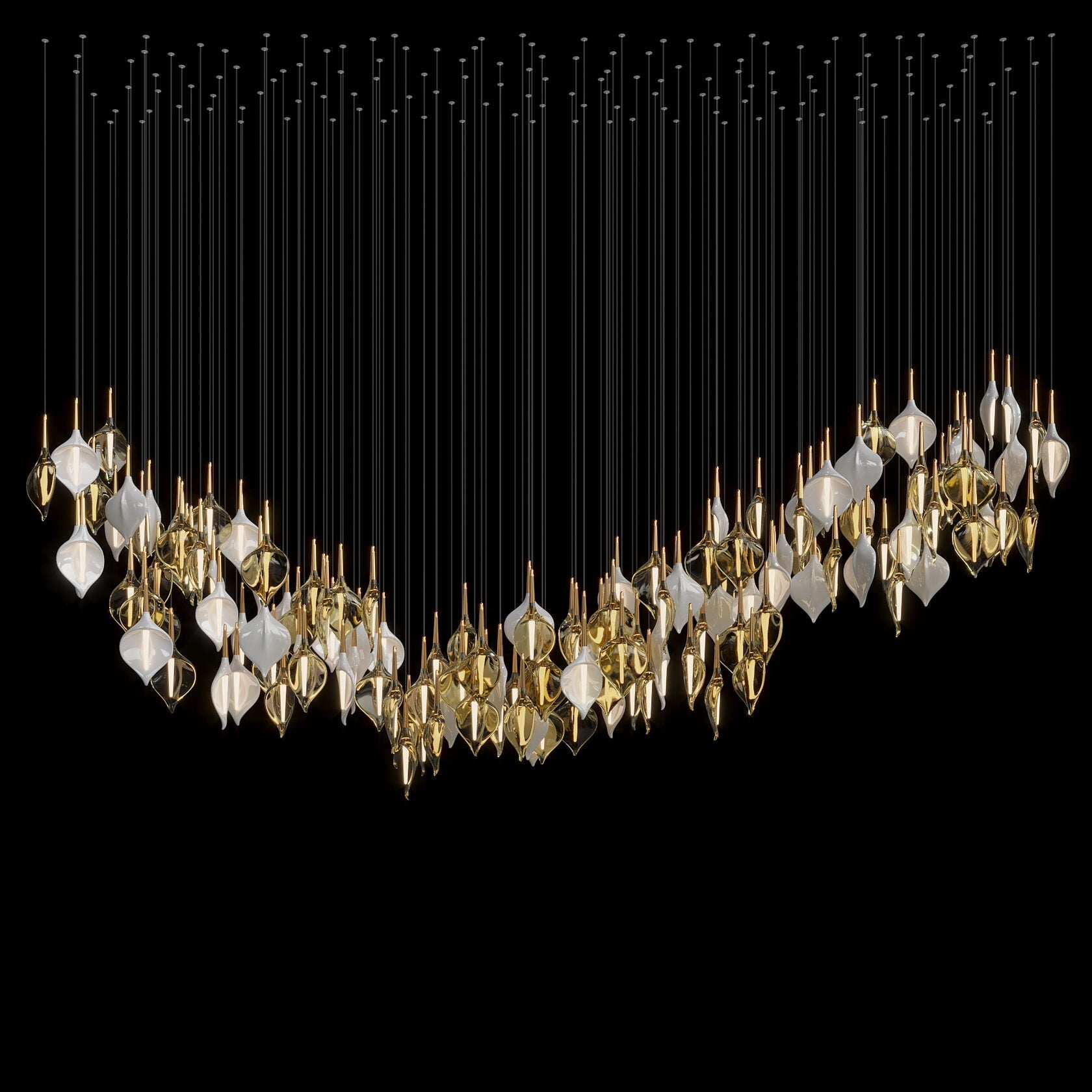Gold Petal Cluster Chandelier