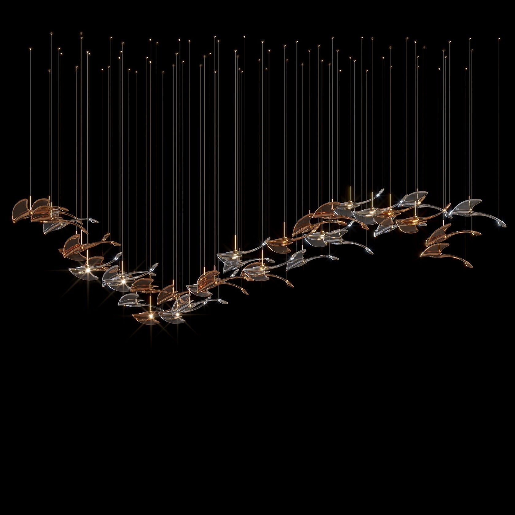 Glass Swallow Flight Chandelier