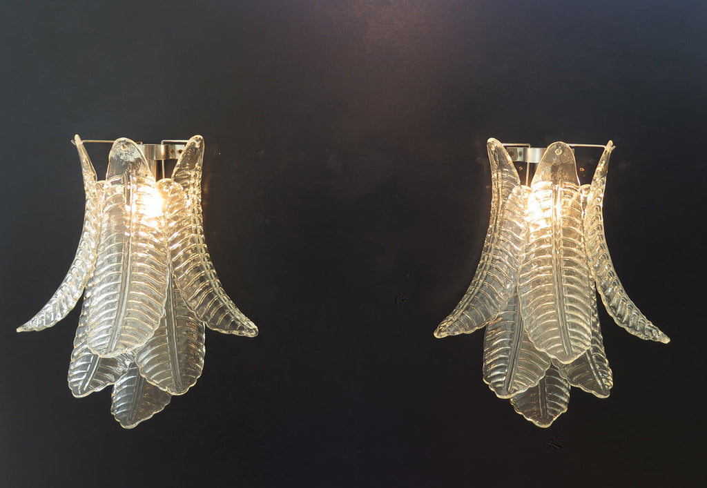 Murano Wall Lamp | 6 Clear Felci Glass | Set of 2