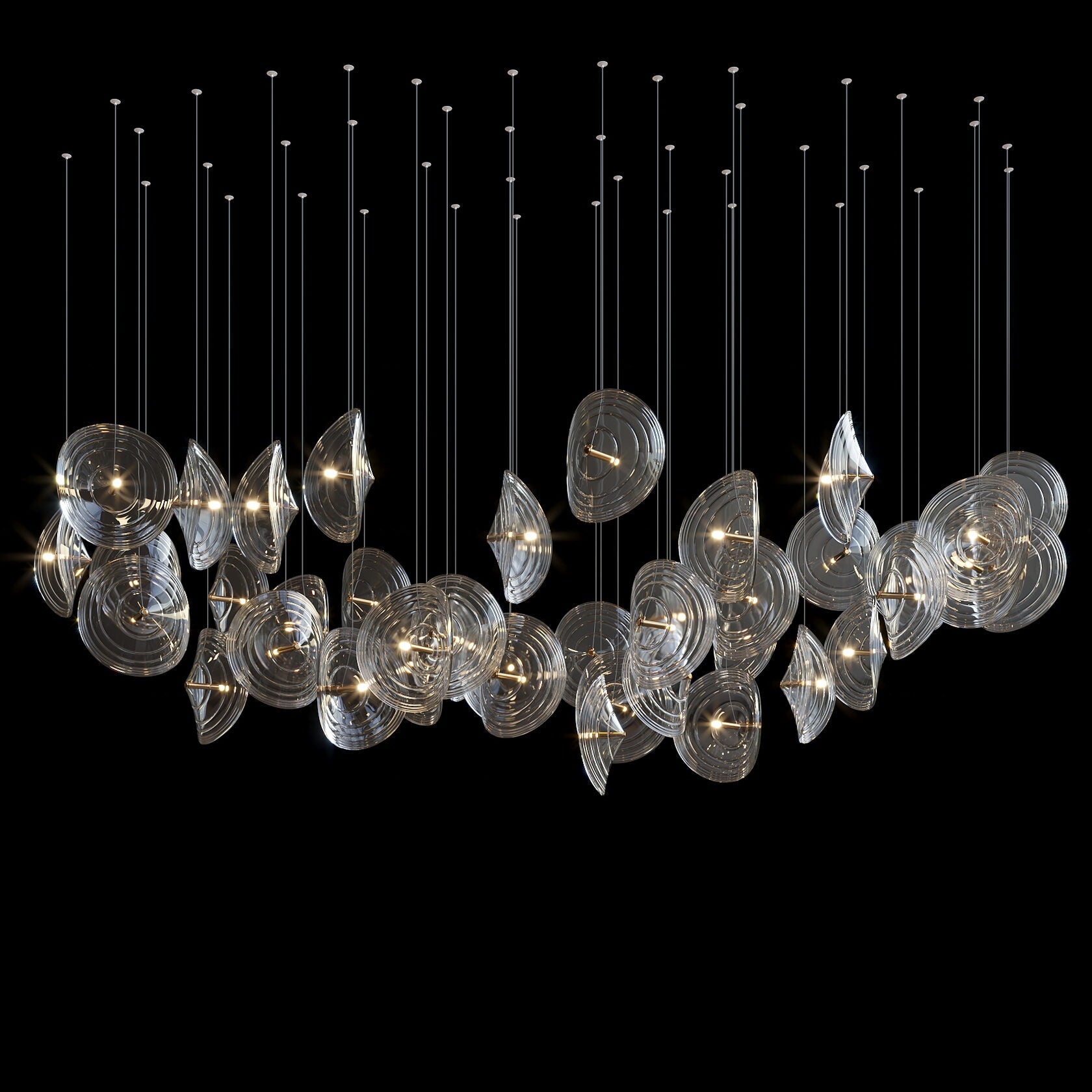 Clear Ripple Disc Cluster Chandelier