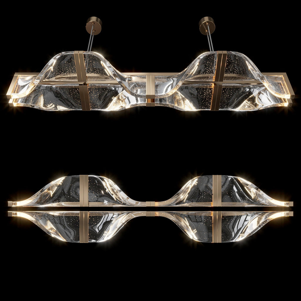 Crystal Wave Beam Chandelier
