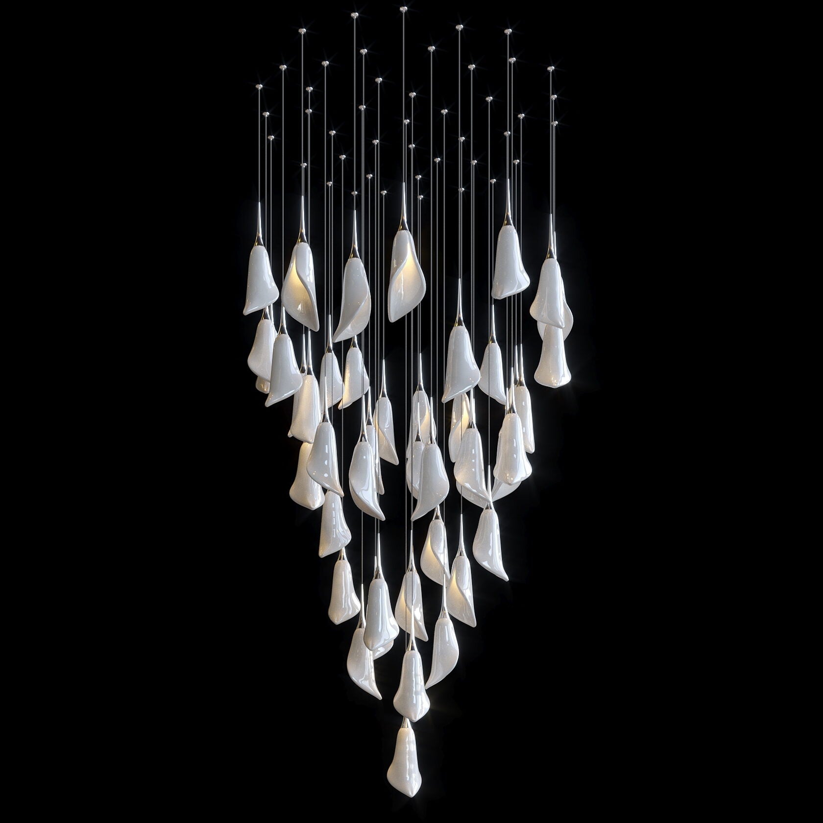 White Petal Drop Chandelier