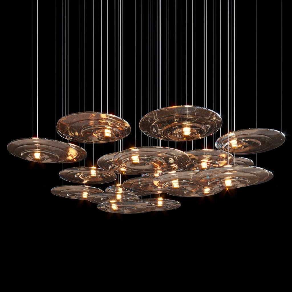 Amber Saucer Drift Chandelier