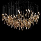 Amber Glass Flame Cascade Chandelier