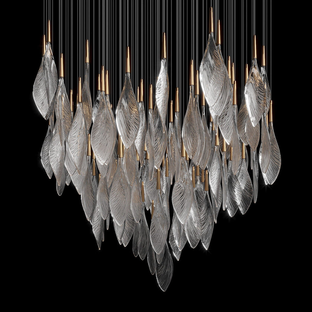 Smoke Feather Cascade Chandelier