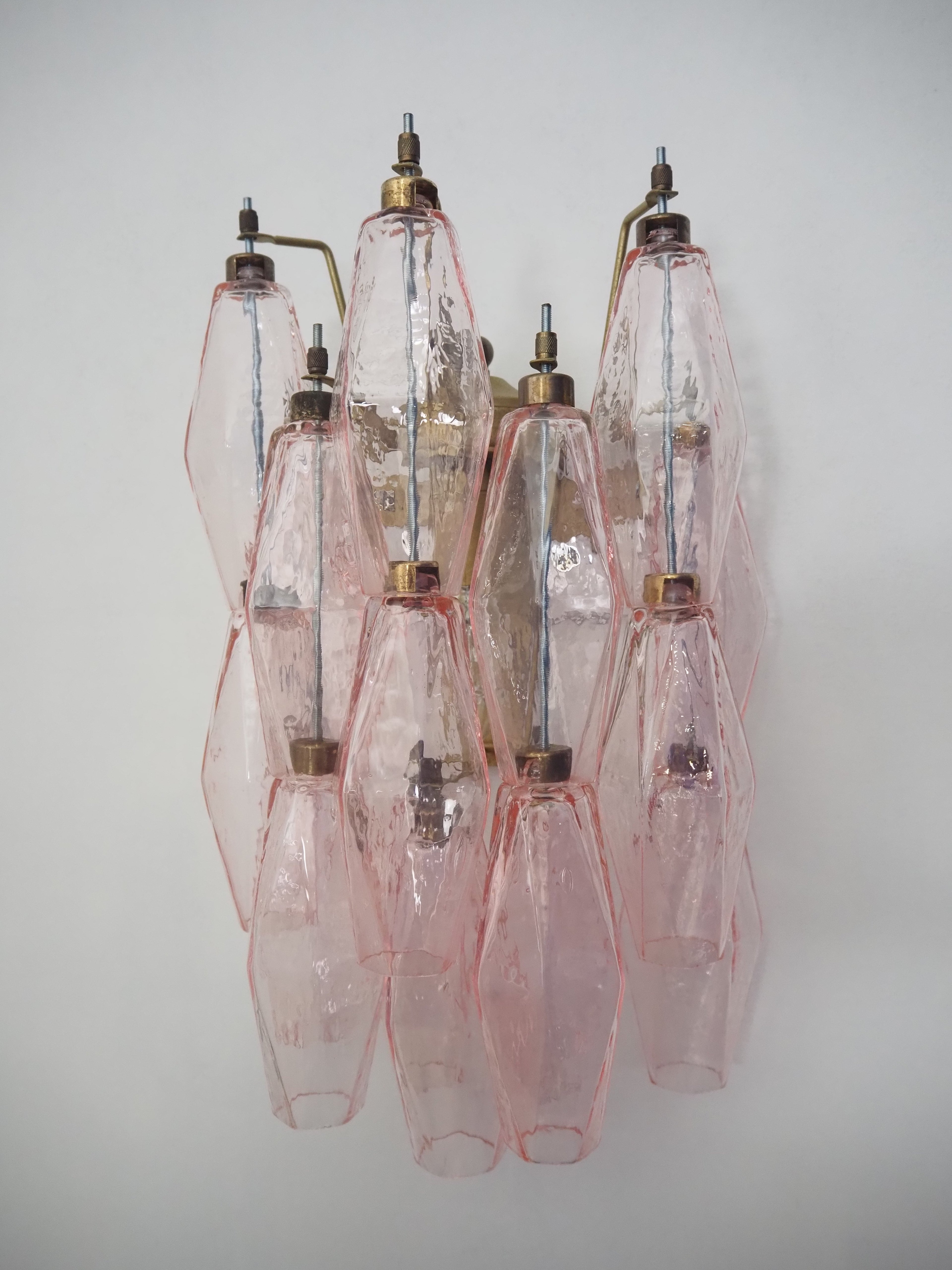 Murano Wall Lamp | 17 Pink Poliedri Glass | Set of 2