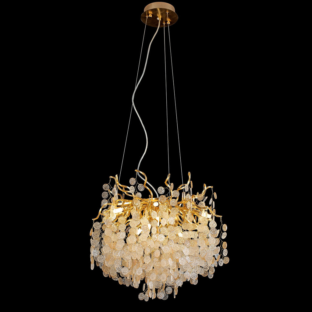 Organic Branch Round Penny Chandelier by Bling Lighting Studio