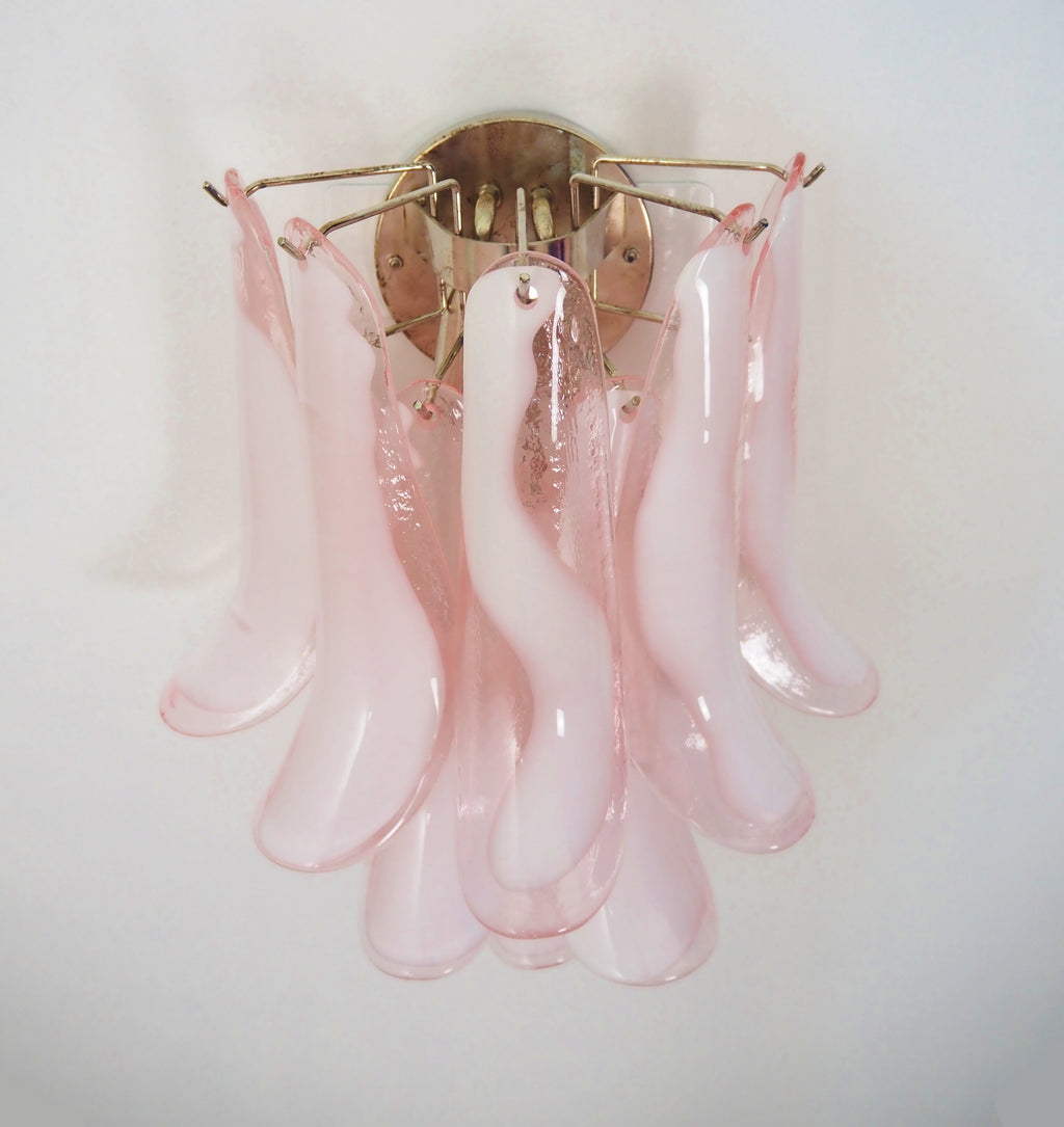Murano Wall Lamp | 10 Pink Petal Glass | Set of 2