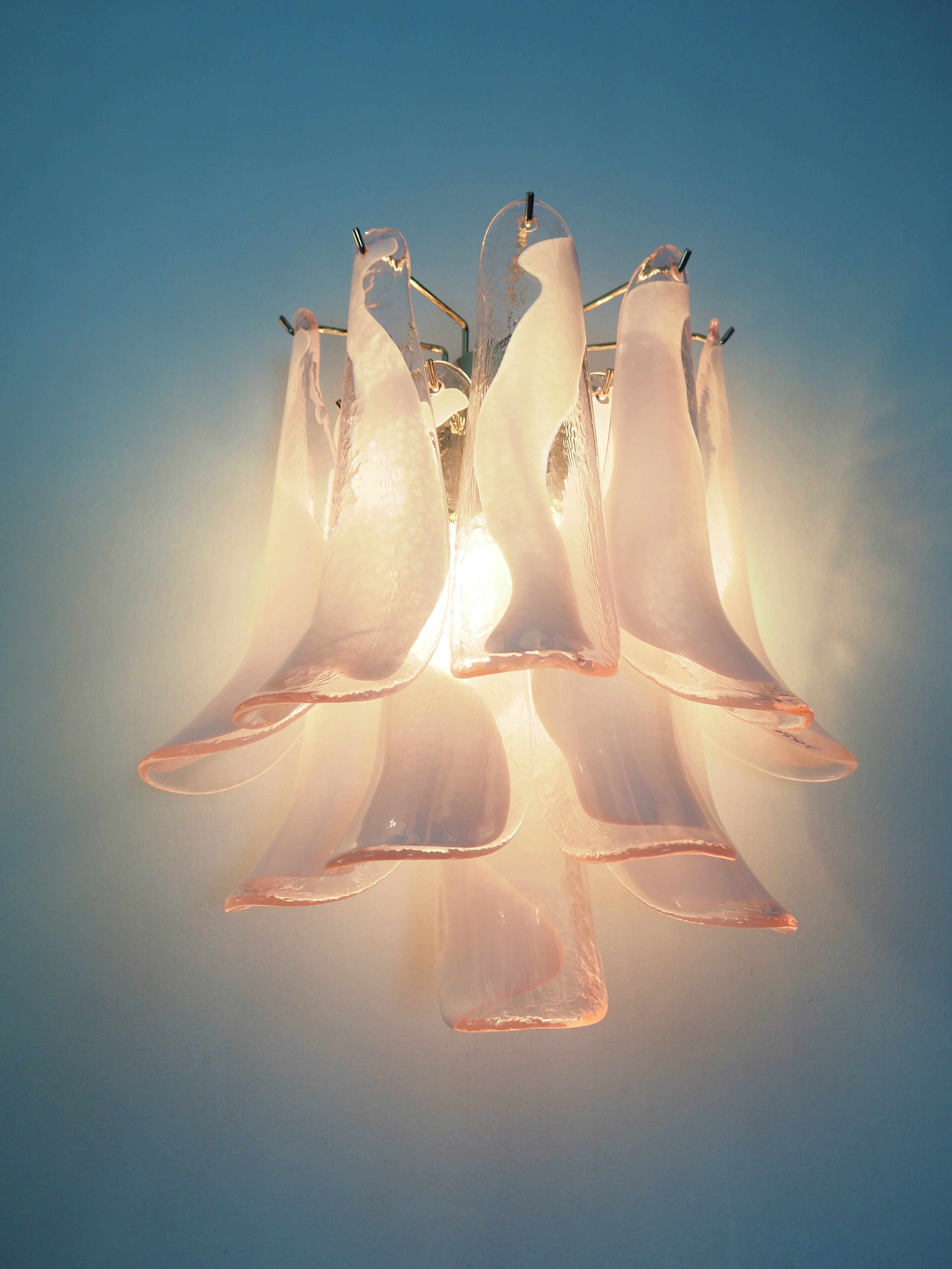 Murano Wall Lamp | 10 Pink Petal Glass | Set of 2