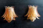 Murano Wall Lamp | 10 Yellow Felci Glass | Set of 2