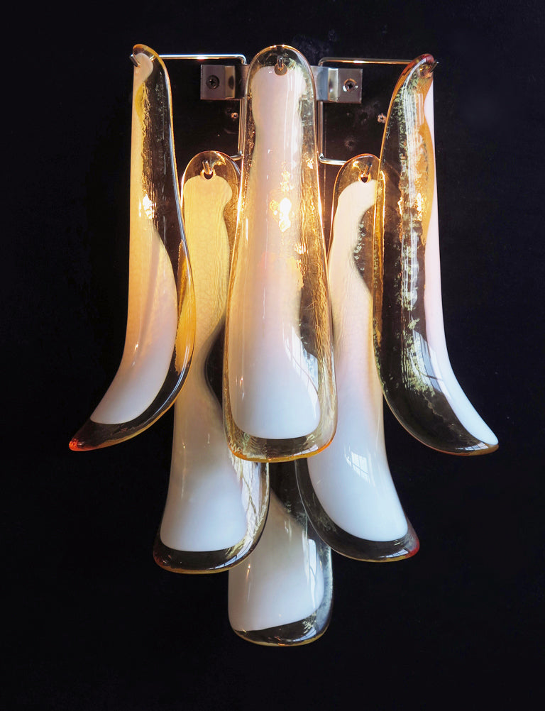 Murano Wall Lamp | 6 Caramel Petal Glass | Set of 2