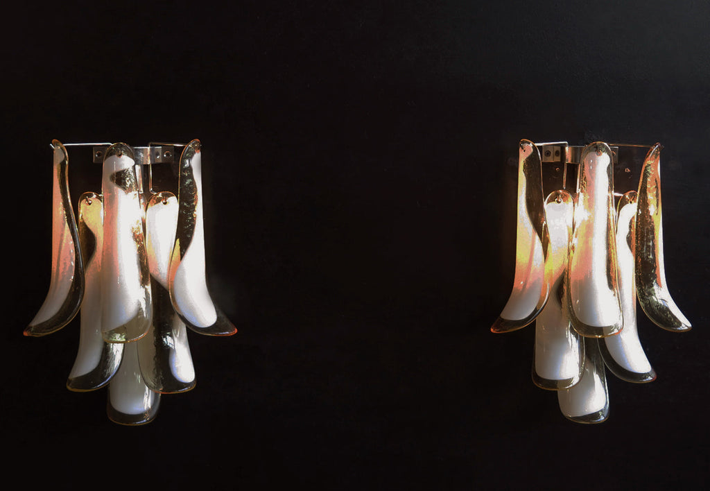Murano Wall Lamp | 6 Caramel Petal Glass | Set of 2