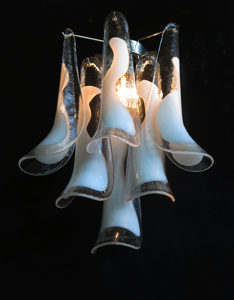 Murano Wall Lamp | 6 White Petal Glass | Set of 2