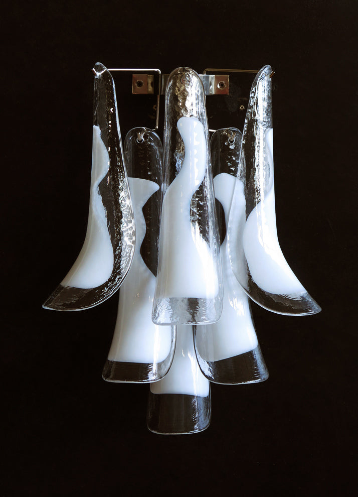 Murano Wall Lamp | 6 White Petal Glass | Set of 2