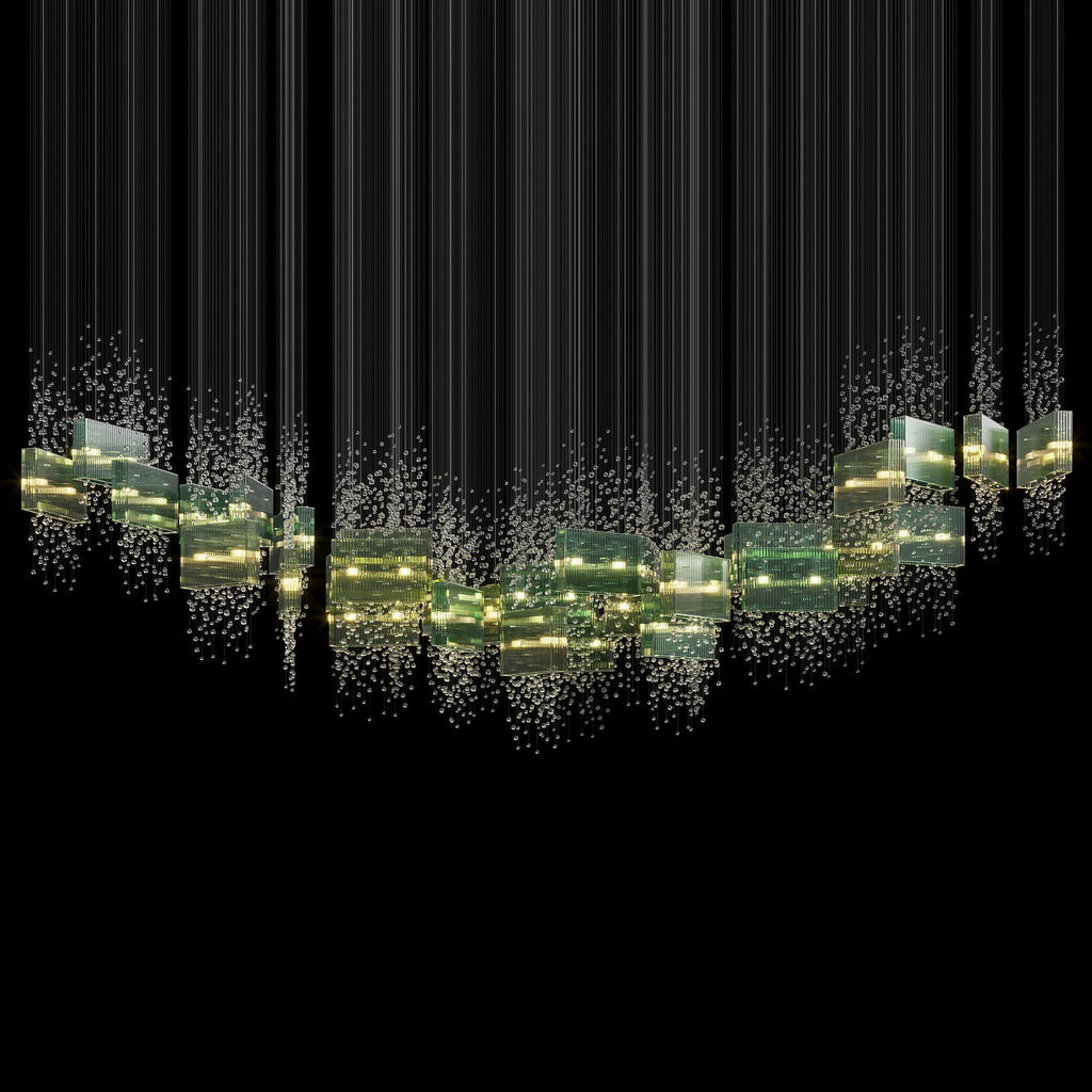 Green Crystal Rain Chandelier