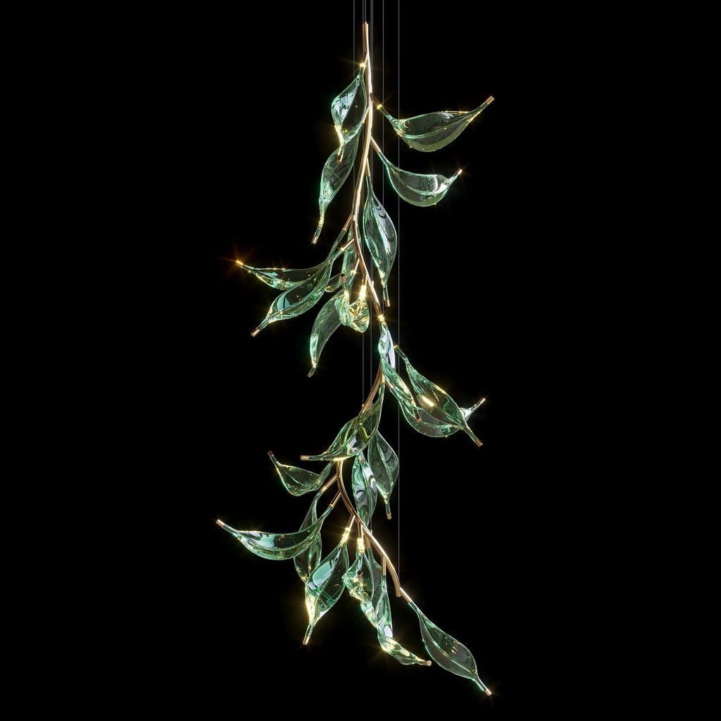 Green Glass Leaf Vine Chandelier