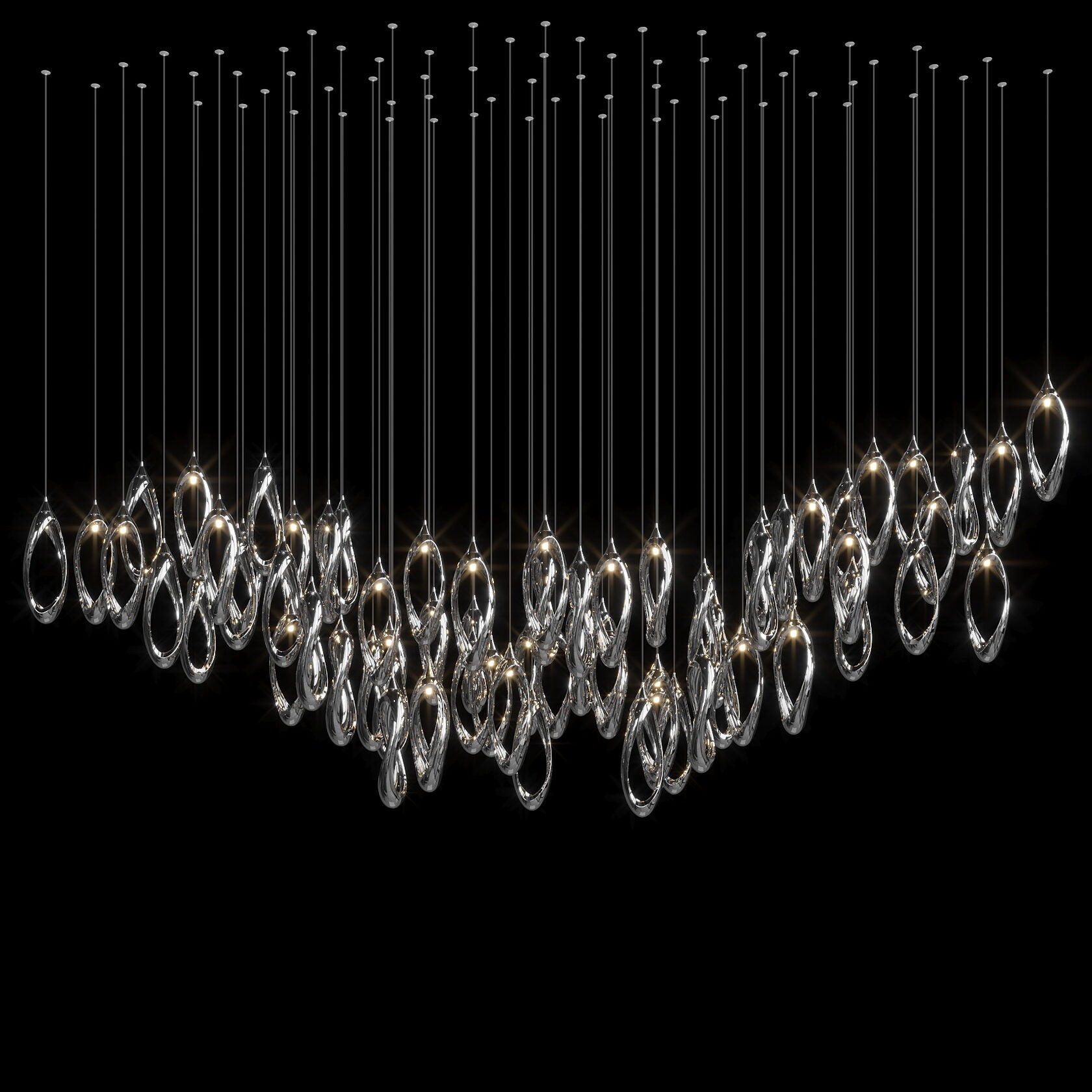 White Ribbon Loop Chandelier
