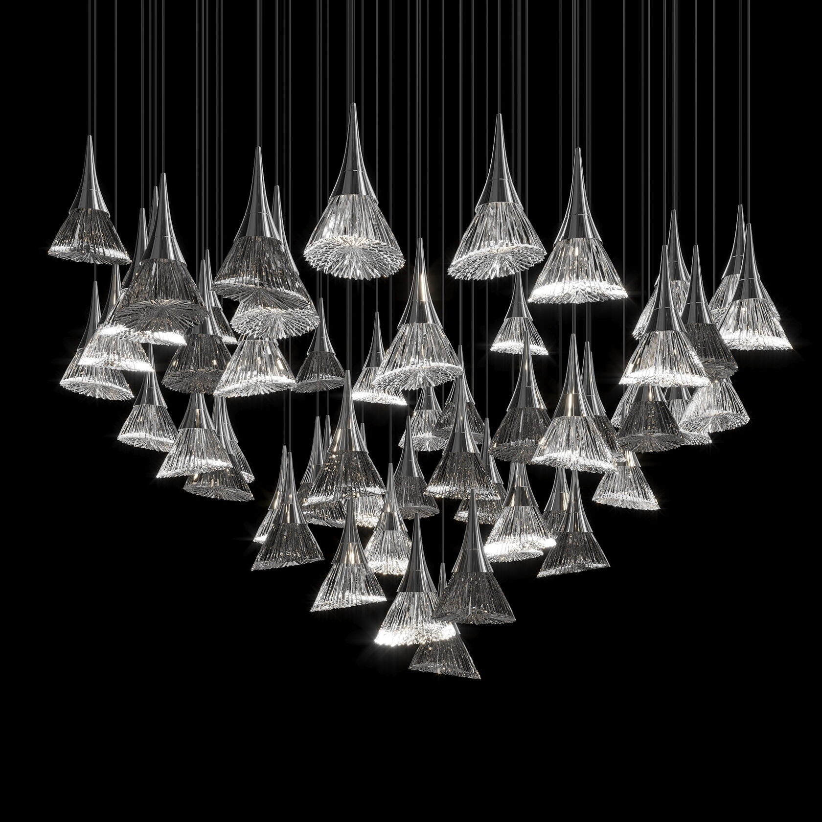Crystal Fringe Cone Chandelier