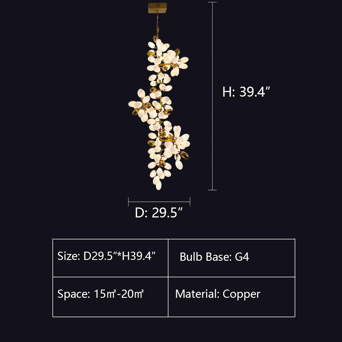 Large Branch Copper Chandelier with Grape Shape by Bling Lighting Studio
