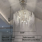 Light Luxury Silver Flower Branch Chandelier with Icicle Details by Bling Lighting Studio