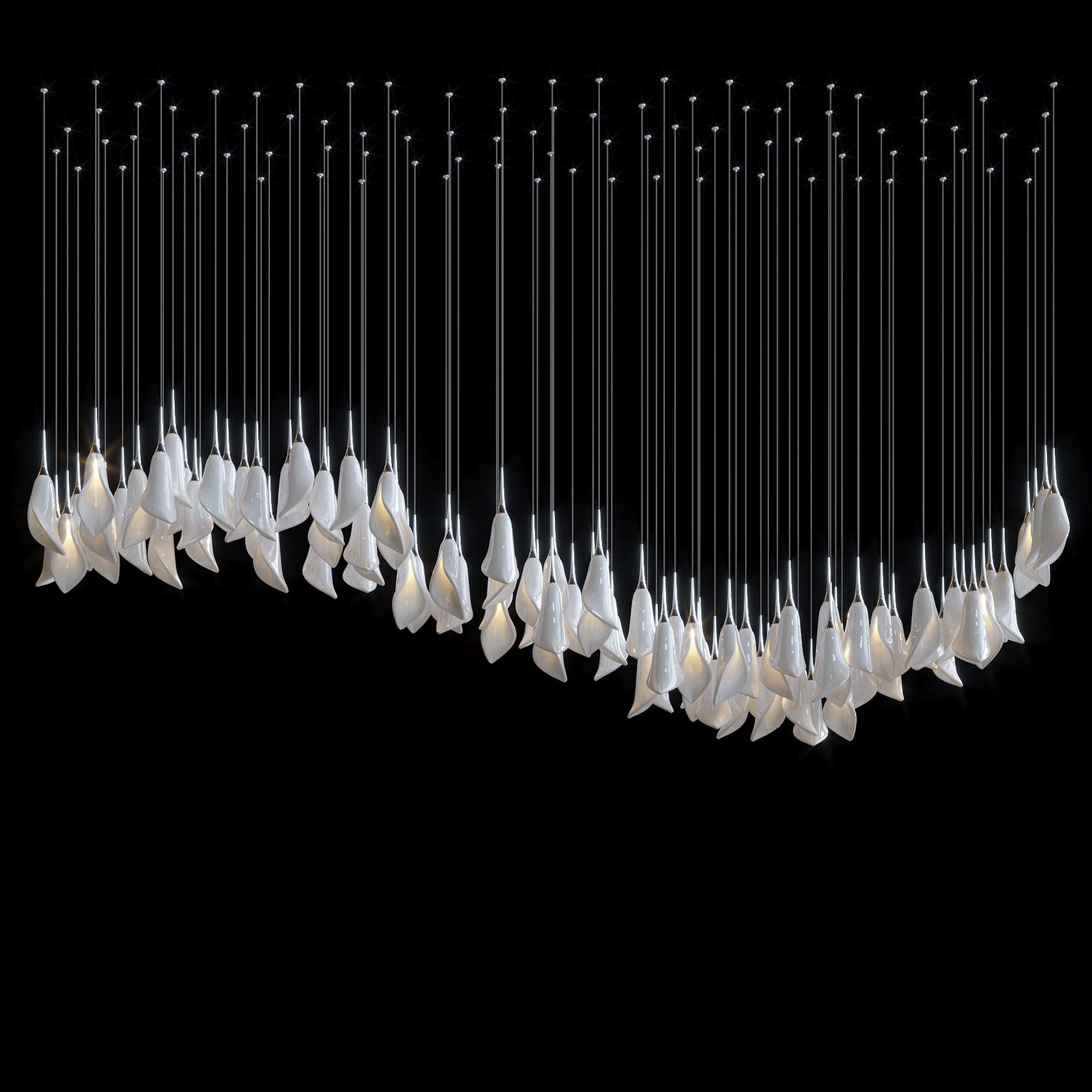 White Petal Drop Chandelier