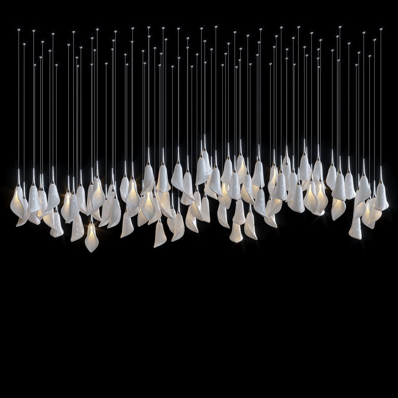 White Petal Drop Chandelier