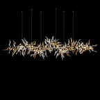 Amber Glass Leaf Branch Chandelier
