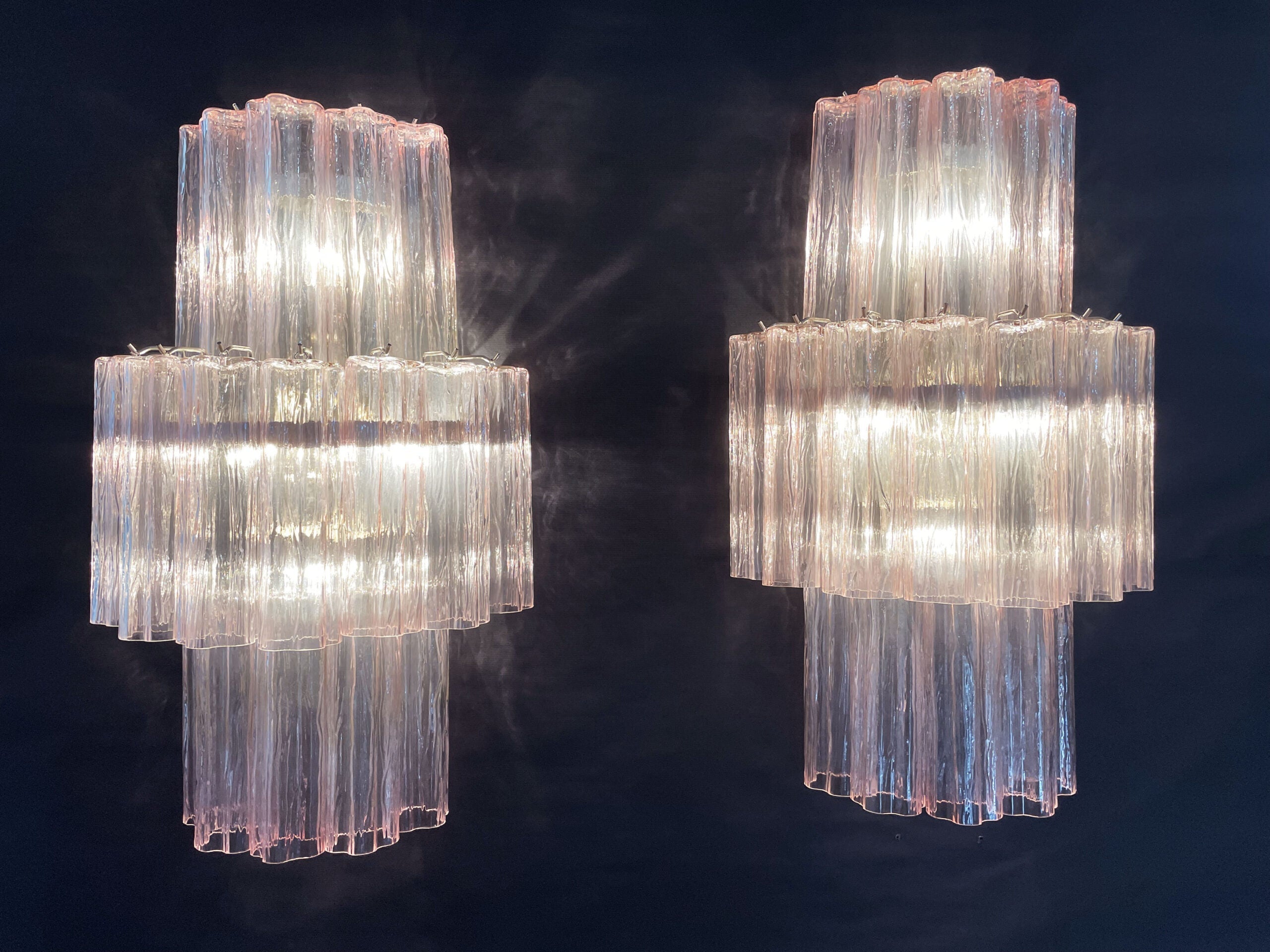 Murano Wall Lamp | 18 Pink Prism Glass | Set of 2