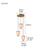 Tired Alabaster marble Cluster Chandelier 13" with adjustable chain