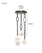 Cluster White Alabaster Globe Pendant Light with adjustable chain