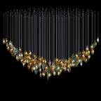 Gold Green Pod Rain Chandelier