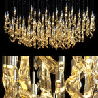 Amber Crystal Ribbon Rain Chandelier