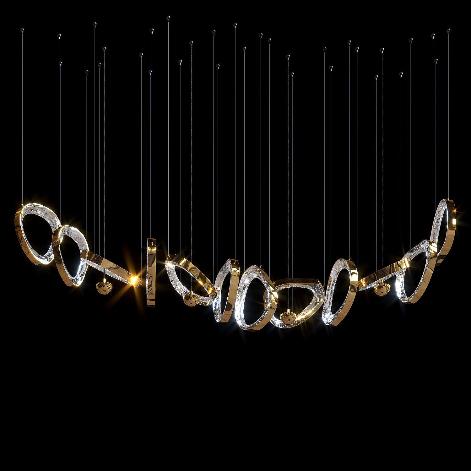 Gold Crystal Loop Chandelier