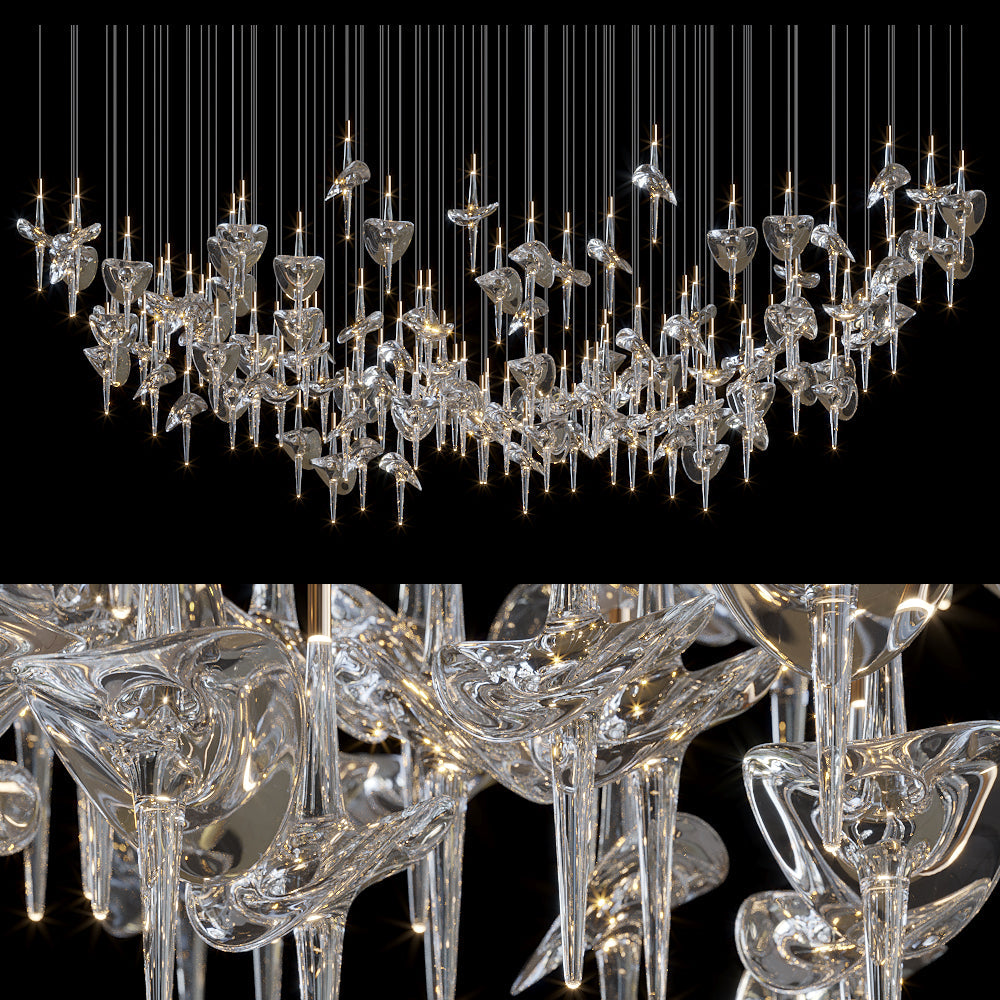 Crystal Disc Spire Chandelier
