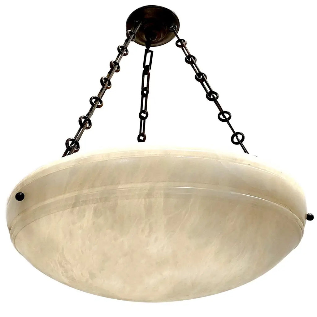 Pair of French Carved Alabaster Fixtures. Sold Individually.