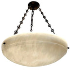 Pair of French Carved Alabaster Fixtures. Sold Individually.