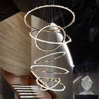 Rose Rock Crystal Multi-rings Chandelier Modern Chandelier Staircase by Bling Lighting Studio