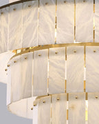 Long Cascading Alabaster Staircase Chandelier