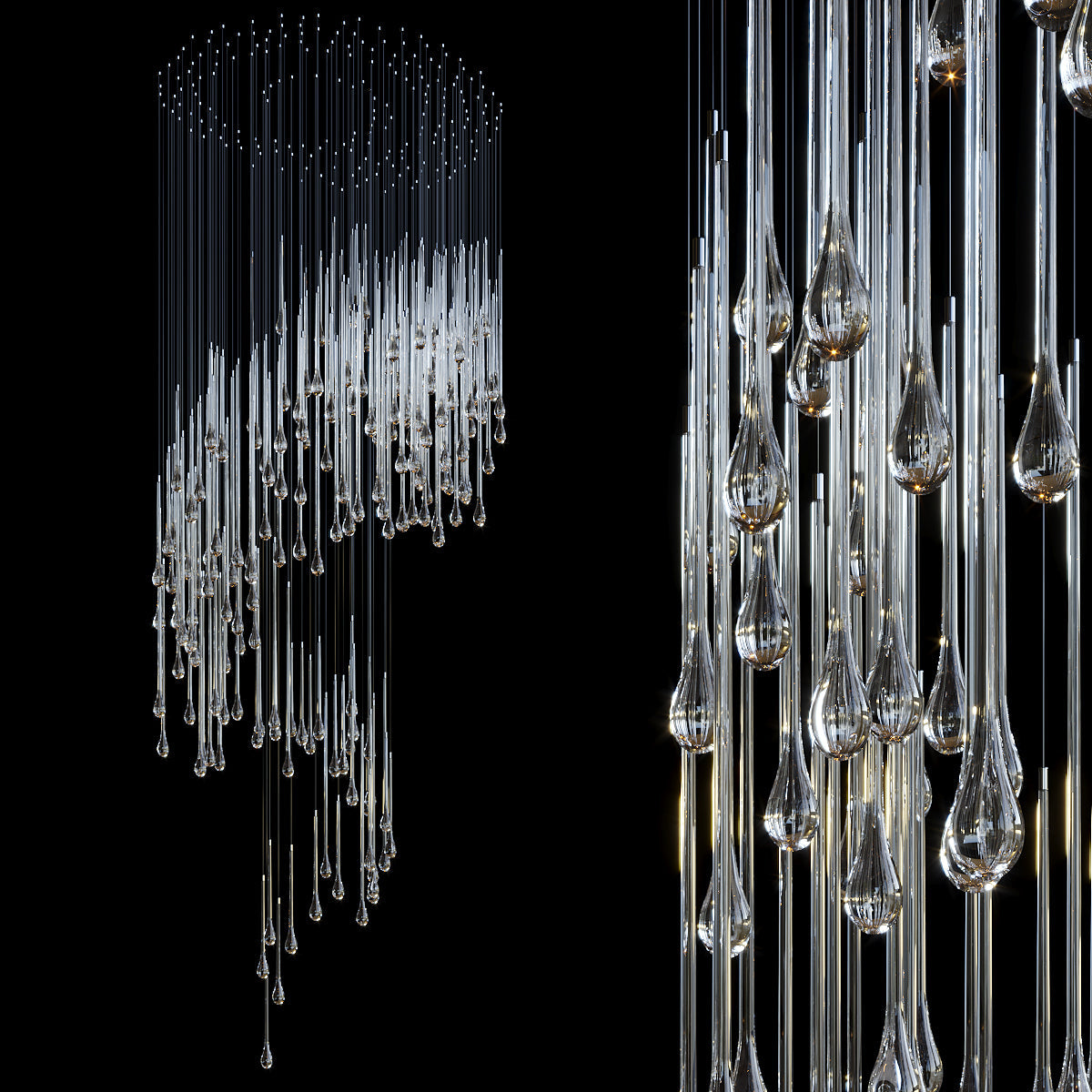 Crystal Teardrop Tube Rain Chandelier