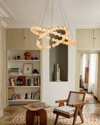 Modern Pearl Alabaster Necklace Circle Triple Chandelier with Dia 60+80+100cm by Bling Lighting Studio