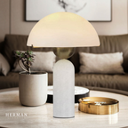 G9 Alabaster white marble table lamp Dia 12"
