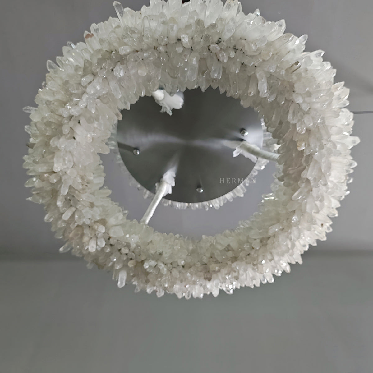 Premium 24-47 Inch Round Clear Geode Quartz Crystal Ring Pendant Light Modern Chandelier for Living Room product image