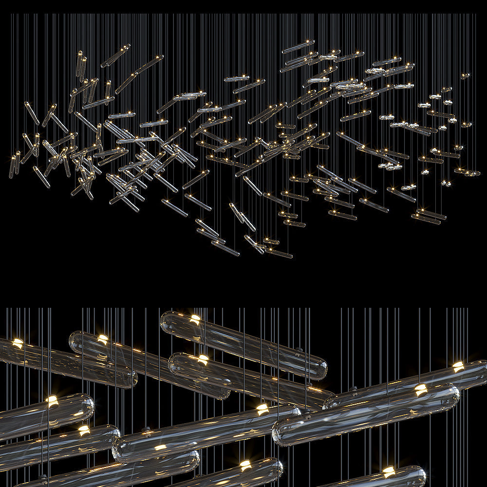 Linear Glass Rod Scatter Chandelier