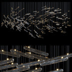 Linear Glass Rod Scatter Chandelier