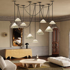 Multi-Head Matte White Alabaster Cone Hanging Kitchen Pendant Light