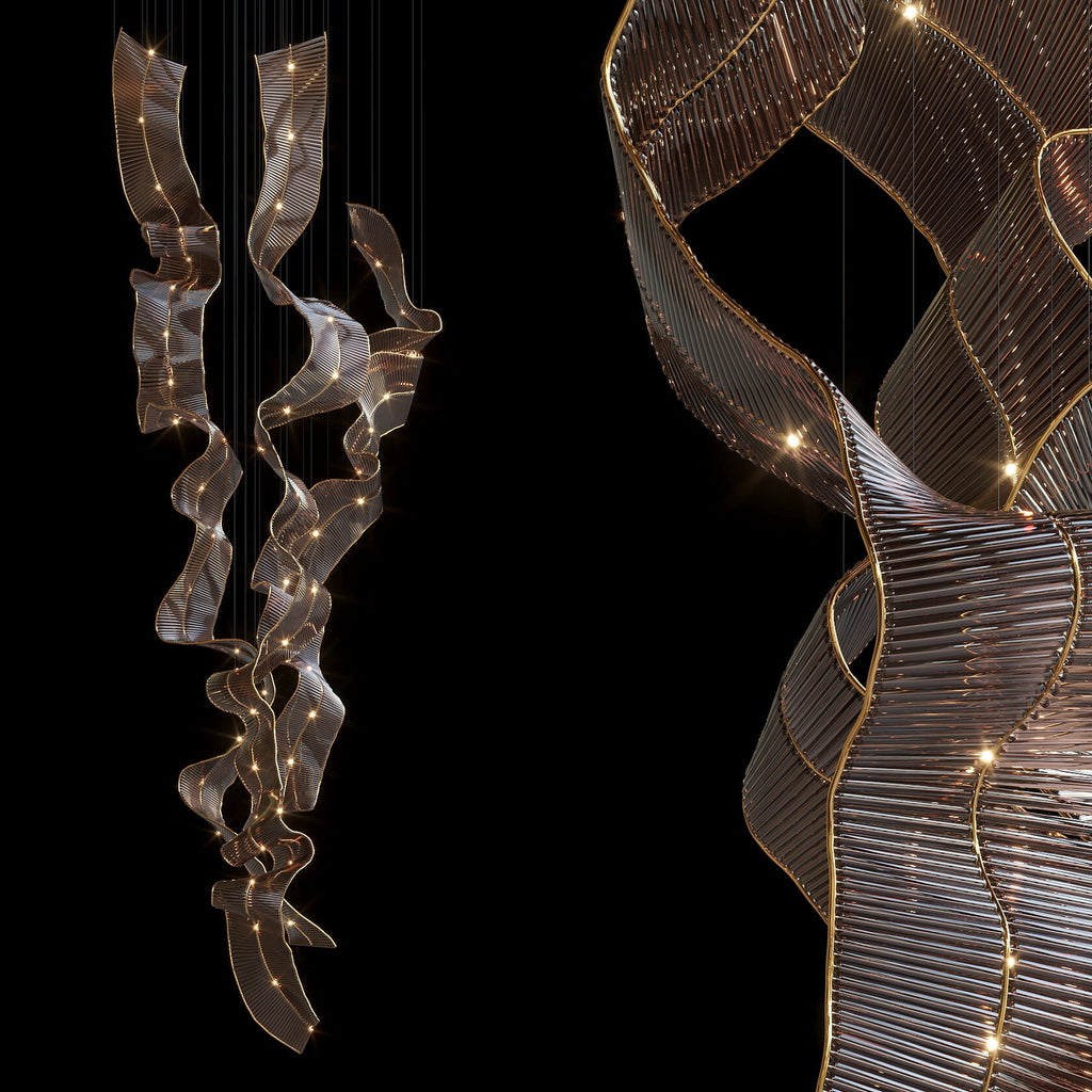 Bronze Ribbon Wave Chandelier