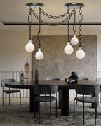 Cluster White Alabaster Globe Pendant Light with adjustable chain