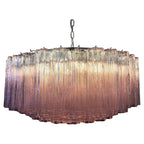 Pair Magnificent Murano Glass Chandeliers, 101 Pink Tube Glasses